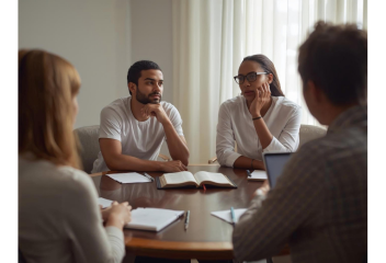 a young couple sits thoughtfully (352 x 240 px)
